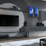 Moderne Wohnwand Valand 03, Farbe: Grau – Abmessungen: 180 X 330 X 40 Cm (H  X B X T), Mit Genügend Stauraum With Wohnzimmer Wohnwand Modern